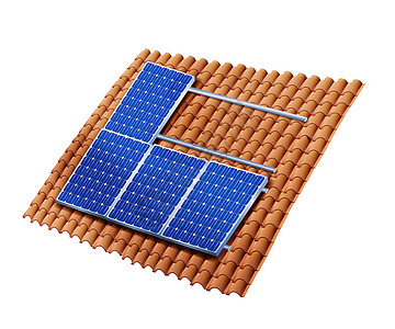 太阳能电池板安装3D插图图片