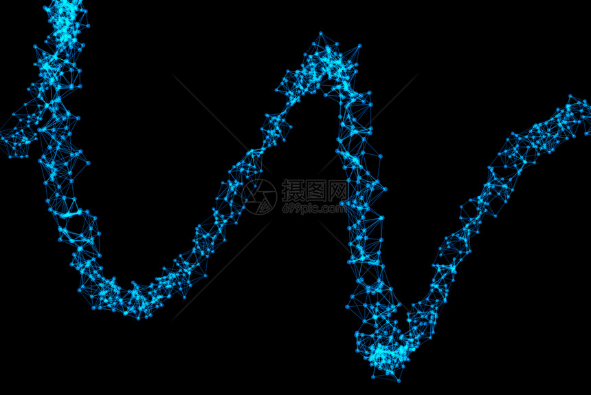 黑上网络连接模式线的螺旋隧道曲数字计算机技术概念的高背景速度移动3d抽象插图图片