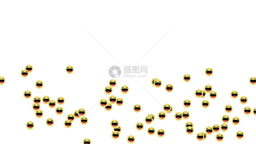 EmojiHaha在脸书上欢笑图标在白色背景上被孤立的现场视频上播放社交媒体网络营销应用程序广告3个抽象插图图片