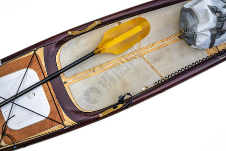 探险队或巡游起桨板甲的顶部视图甲板有舱门桨安全套带和防水护堤图片