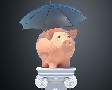 3d小猪保护伞下的猪银行3D说明背景