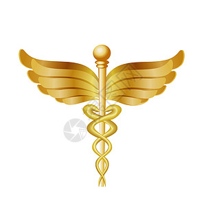 以金色隔离的Caduduceus医疗符号图片