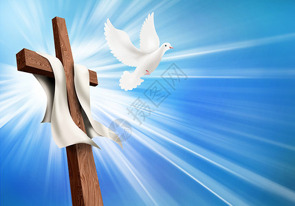 被钉十字和复活的概念十字与鸽子的交叉图解死后的生活图片