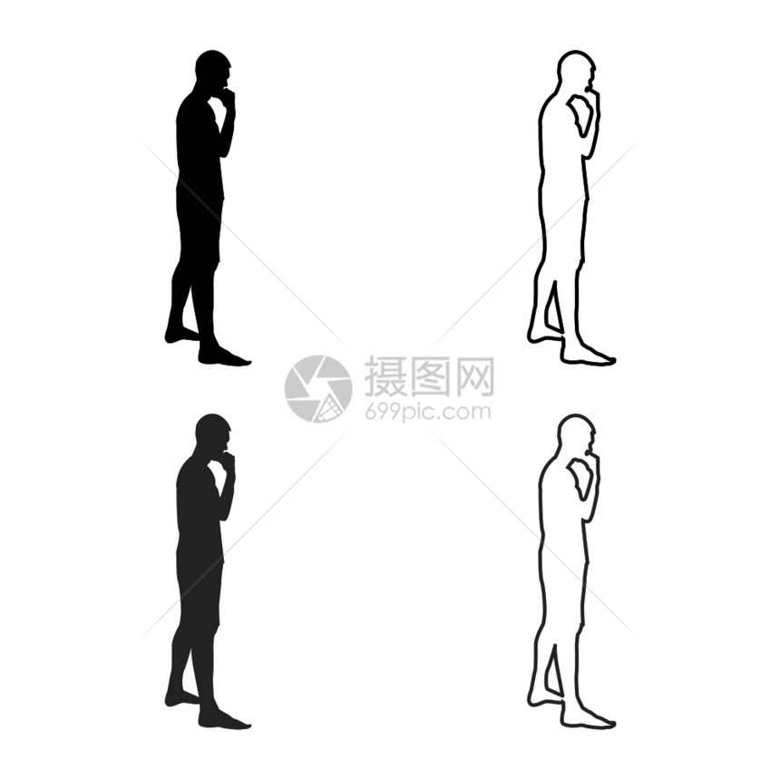 设置灰色黑矢量插图大纲平板样式简单图像的灰色黑矢量插图图片