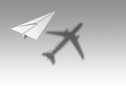 白色背景的纸飞机影子背景图片