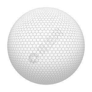 Golf球白色六边形状模式白色背景上隔离的简单球网格模拟设计3D抽象插图背景图片