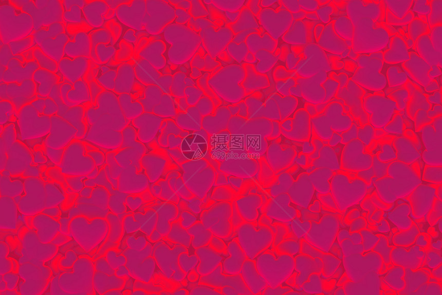 Valentier日抽象的3D背景模式带有亮光发和闪红粉的心Valent日摘要背景带有光亮红和粉的心图片
