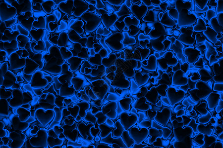 Valentier日抽象3D背景模式带有深光亮和闪的蓝红心Valentin日摘要背景带有黑暗光亮的蓝心图片