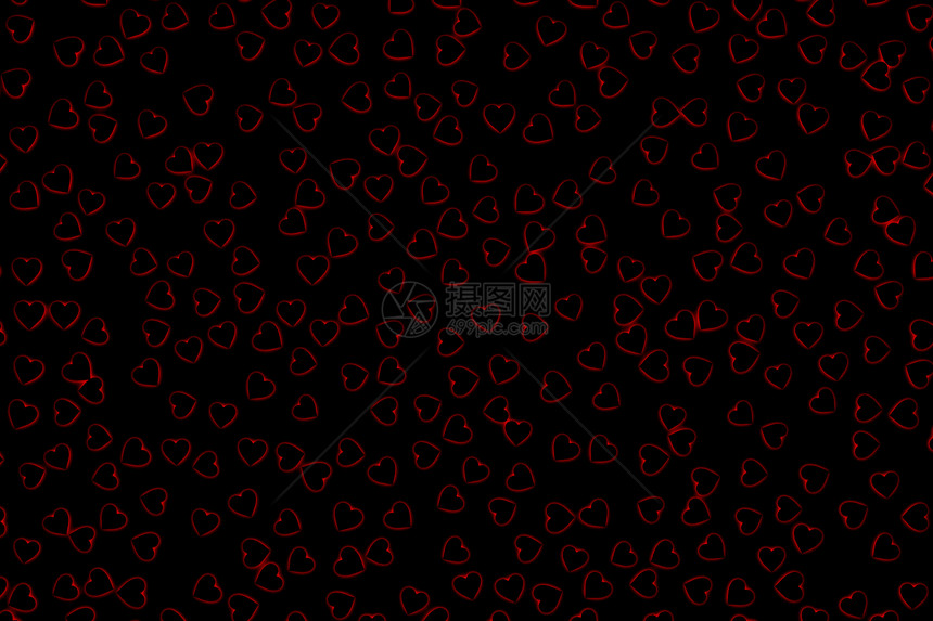 ValentiersDay抽象3D插图模式黑心在暗背景上周围环绕着红光valentsday摘要背景黑心图片