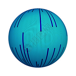 数字计算机技术概念中的蓝条纹理有关球或形的计算机数据在白色背景上孤立模拟设计3d抽象插图背景图片
