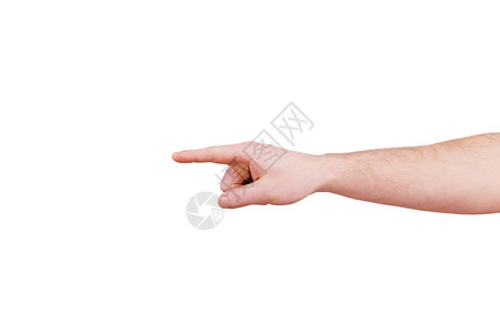 男手用指显示方向复制空间手势和语白色背景上的肢体语言图片