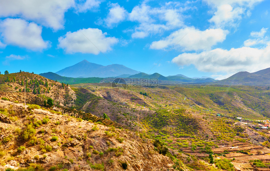 加那利群岛特内里费高原地貌多姿彩的图片