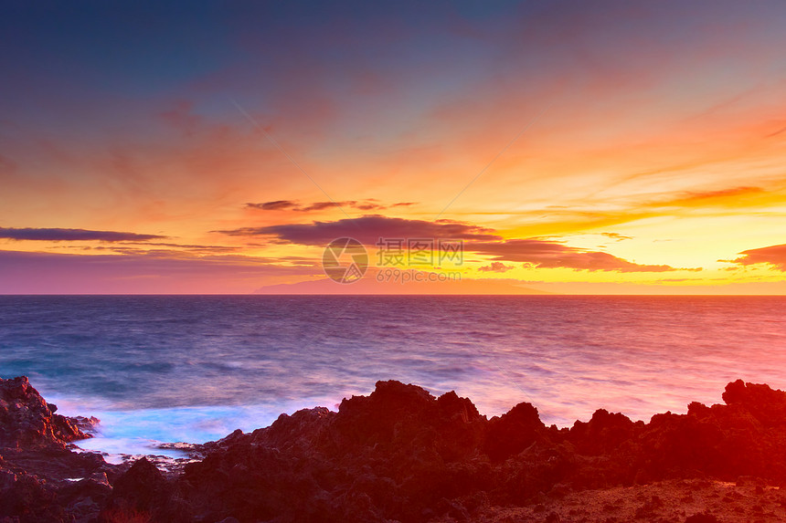 加那利群岛特内里费大西洋日落后美丽的天空图片