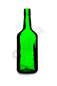 孤立于白色背景的绿空葡萄酒瓶图片