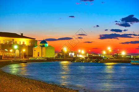 希腊米科诺斯海边和旧港口图片