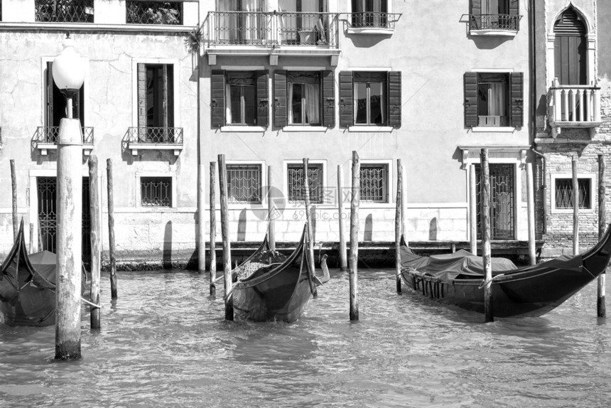 意大利威尼斯运河的摩尔德贡多拉斯图片