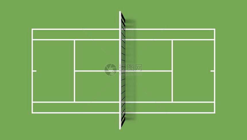 网球场草覆盖以绿色背景的网格和阴影显示顶视图矢量说明以网格和阴影显示顶视图矢量说明图片