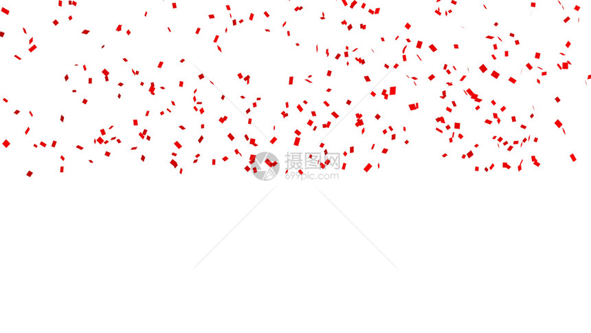 白背景的红面条用于庆祝活动和新年生日派对圣诞节或任何假日的晚会3D抽象说明图片