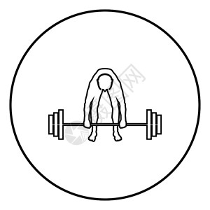 肌肉人重量提升器在圆上提升举起重量的巴贝尔运动员图片