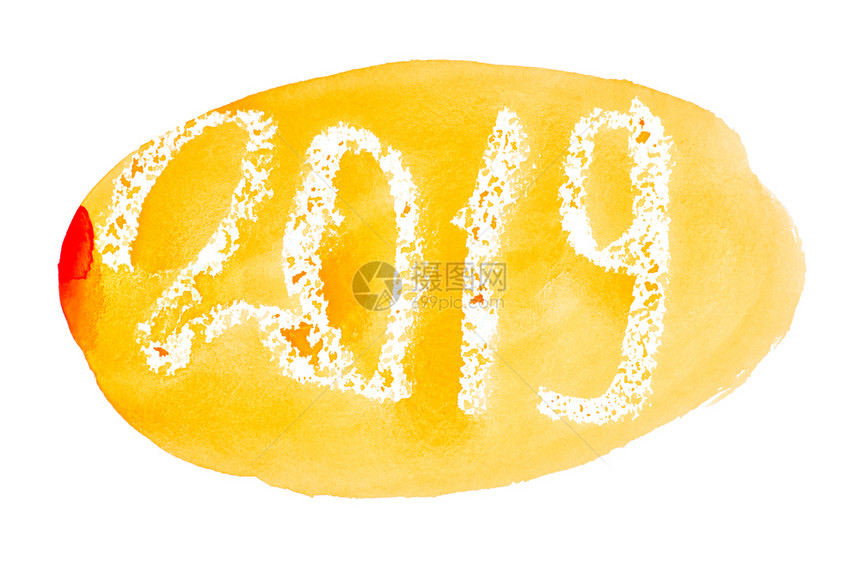 新年2019橙色手抽水彩字母图片