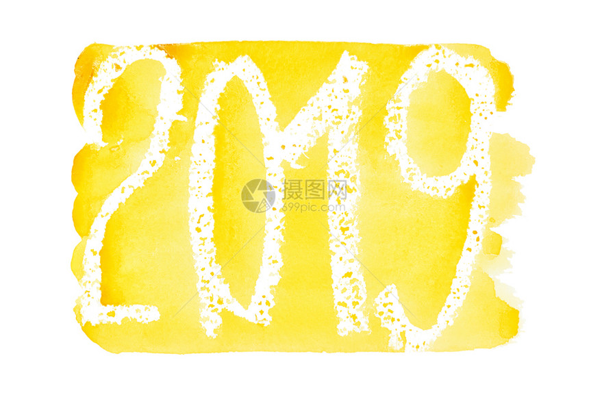 新年2019黄手抽水彩色字母图片