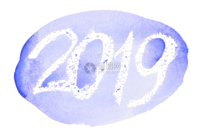 新年2019蓝手抽水彩色字母图片