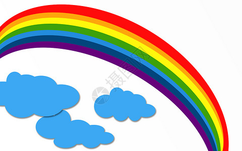 彩虹框彩虹从云中显示3D投影背景
