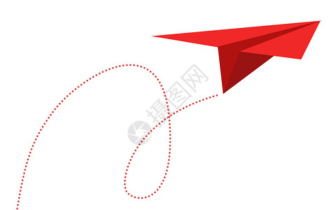 白色背景的红纸飞机3D投影背景图片