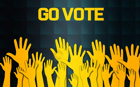 招合伙人海报举起手去投票的概念3D背景