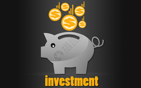 投资概念猪和储蓄3D图片