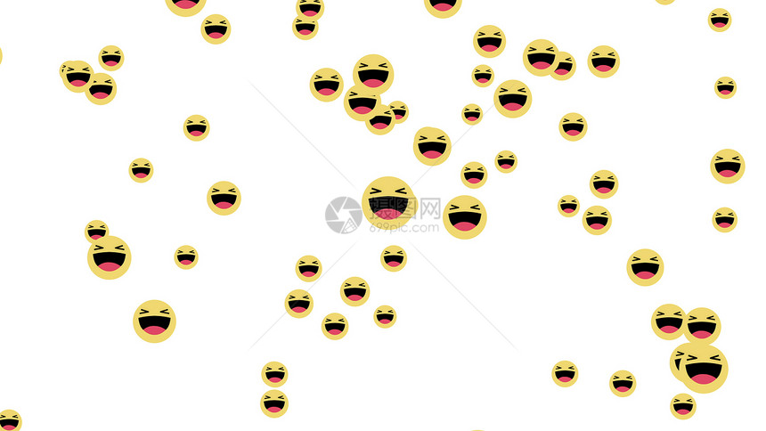 EmojiHaha在脸书上欢笑图标在白色背景上被孤立的现场视频上播放社交媒体网络营销应用程序广告3个抽象插图图片