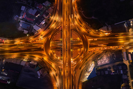 泰国曼谷市环路高速空中夜景背景图片