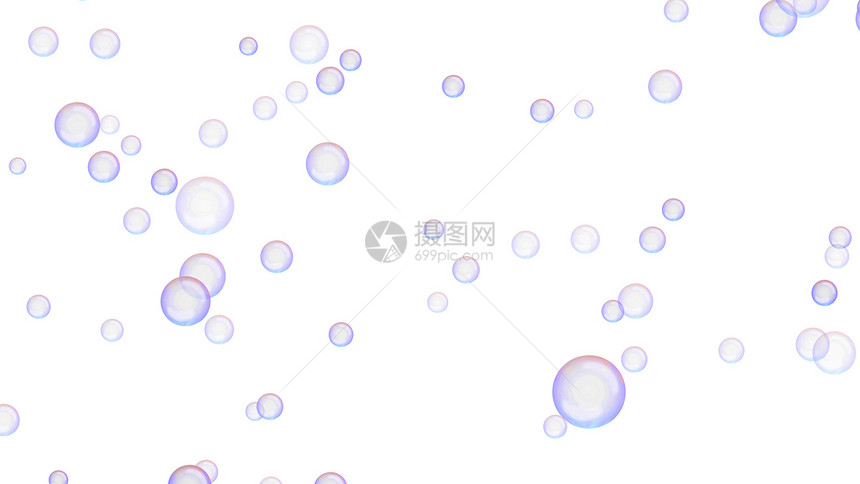 白色背景上孤立的彩虹透明肥皂泡沫图片