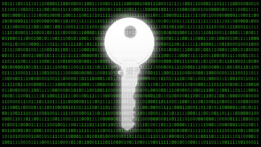 在监控背景矩阵安全技术概念的数字据代码计算机屏幕上保护密码的安全钥匙密码为01或二进制号码3d抽象插图图片