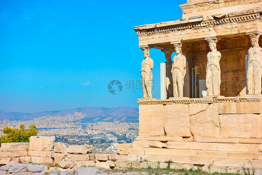 希腊雅典大都会的卡亚提德大游行图片