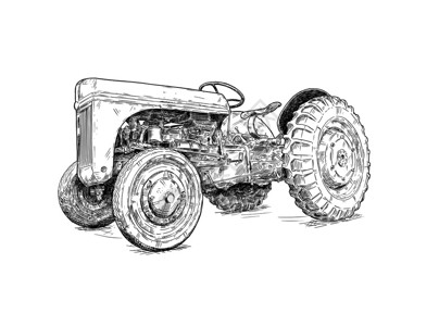 拖拉机漫画创意旧拖拉机数字笔和墨水插图193年至42在迪尔伯恩密歇根美国或制造拖拉机193年至42或30和s至40sCartoon或Cocic背景