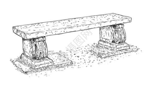 由石头制成的古老公园和装饰或花长椅的艺术数字图图片