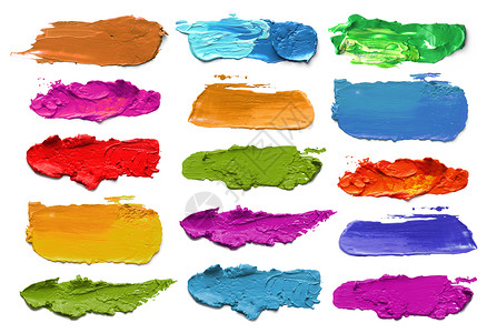 多色笔抽象丙烯色笔纹收藏白纸上孤立的颜色背景