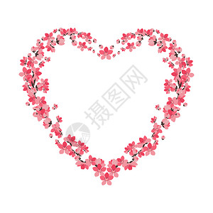 花瓣形分布图花形心脏的矢量插图樱花的状插画