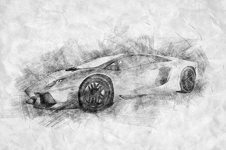 快速行驶在路上的运动车黑白图画蓝项目通用脱落无品牌3D插图运动车的黑白图画背景图片