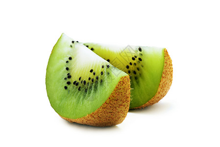 Kiwi水果切片段在白底料切除上被孤立图片