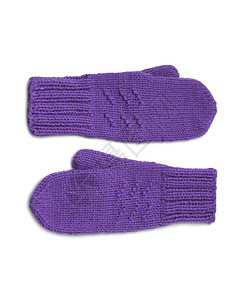 白底孤立的紫色手套图片