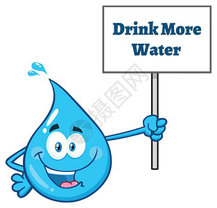水滴符号建议多喝水的卡通拟人水滴插画