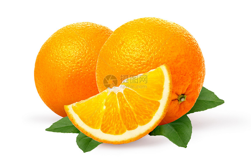 橙子水果白的奥朗切片绿叶图片