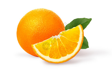 橙子水果白的奥朗切片绿叶图片