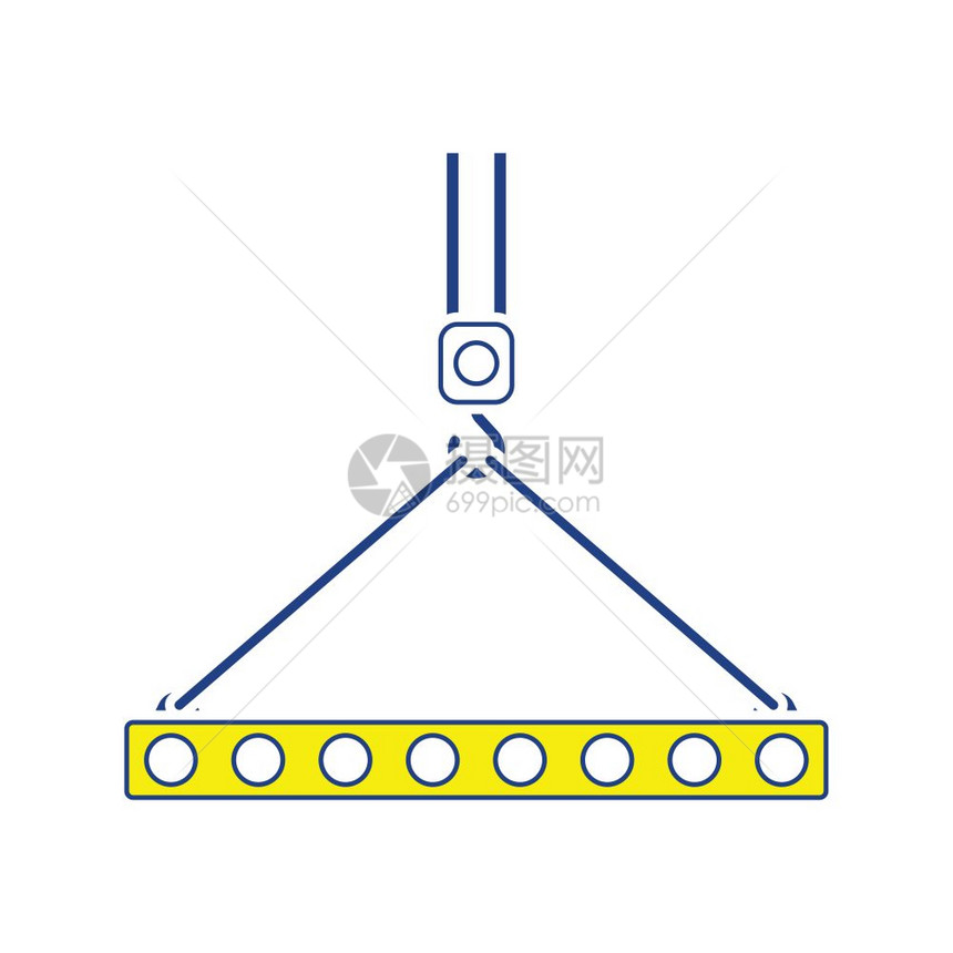 用绳索吊起钩上的板块图标细线设计矢量插图图片