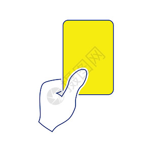 取消资格红卡足球裁判手的图标薄线设计矢量插图背景