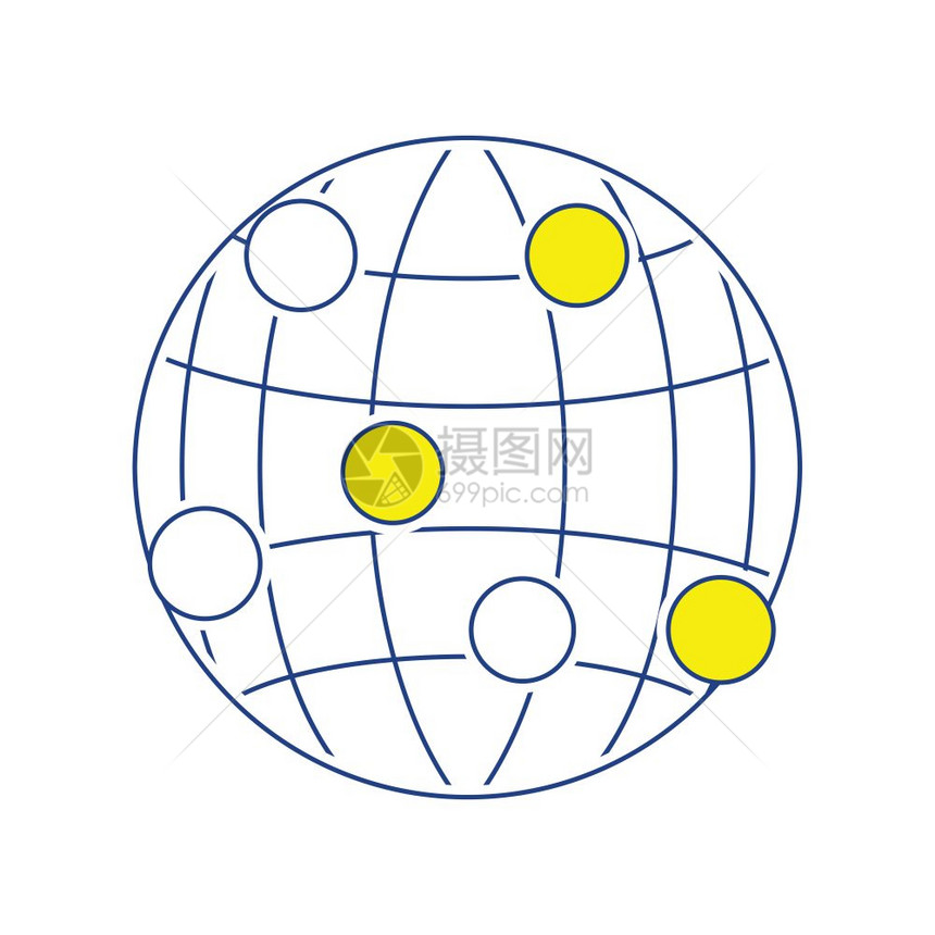 全球连接点图标薄线设计矢量插图图片