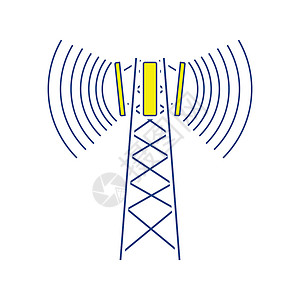 信号网细胞广播天线图标细设计矢量图解背景