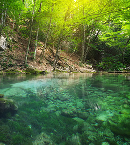山林深处的河流自然构成图片
